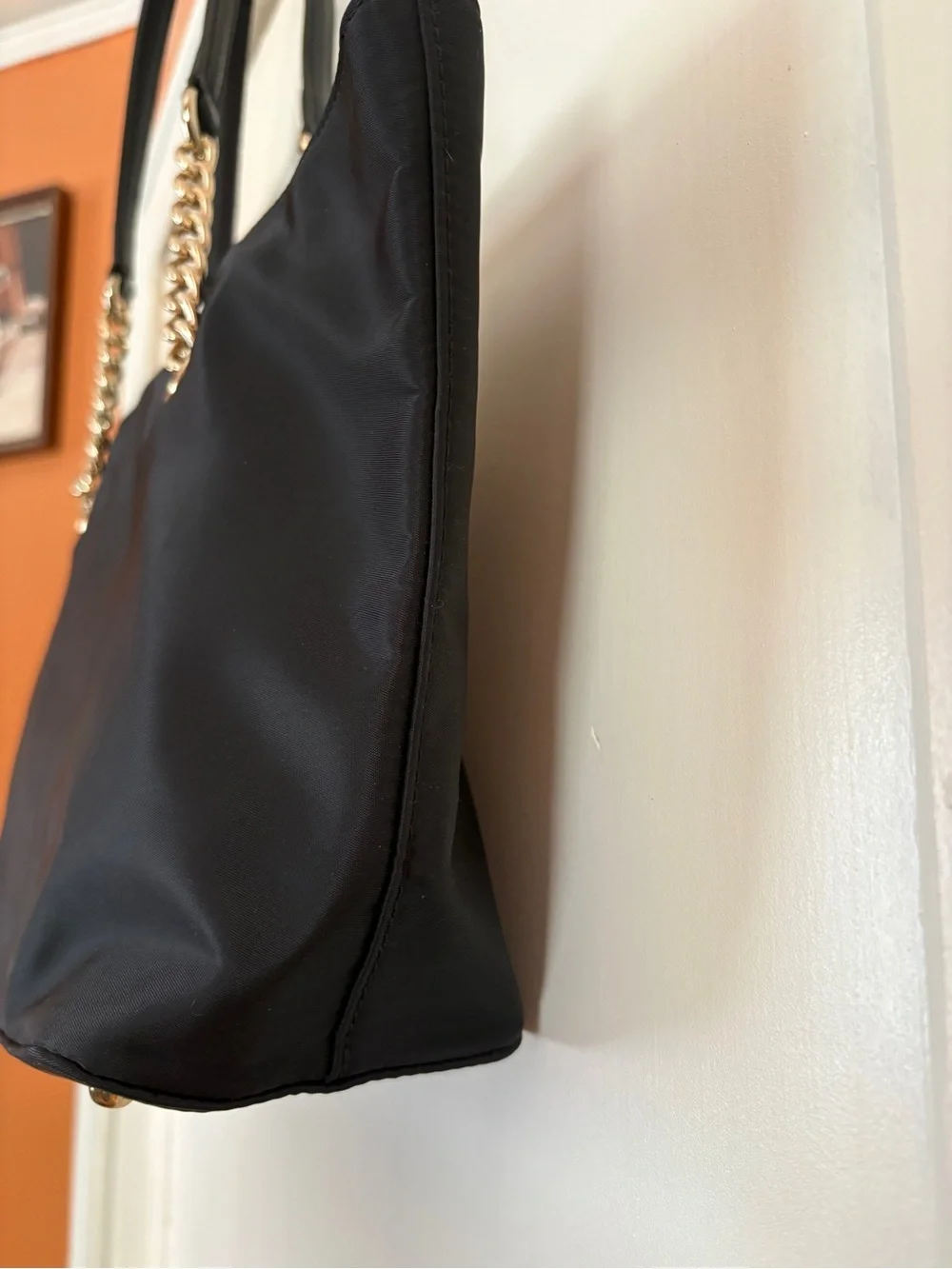 NEW Calvin Klein Black Chain-Handle Microfiber Tote Shoulder Bag / Purse